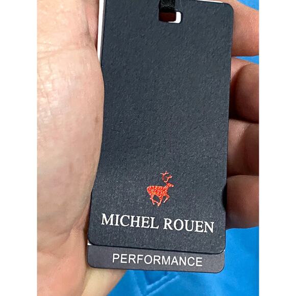 Michel Rouen Performance Sweat 1/4 Zip Pullover Sky Blue Light Gray Mens 2XL NWT - Picture 6 of 9